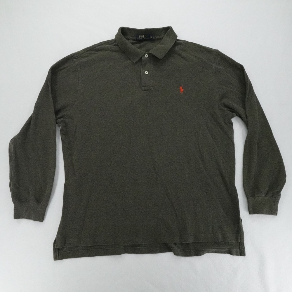 Polo Ralph Lauren Polo Shirt Mens XXL Brown Long Sleeve Pony Casual Rugby Preppy